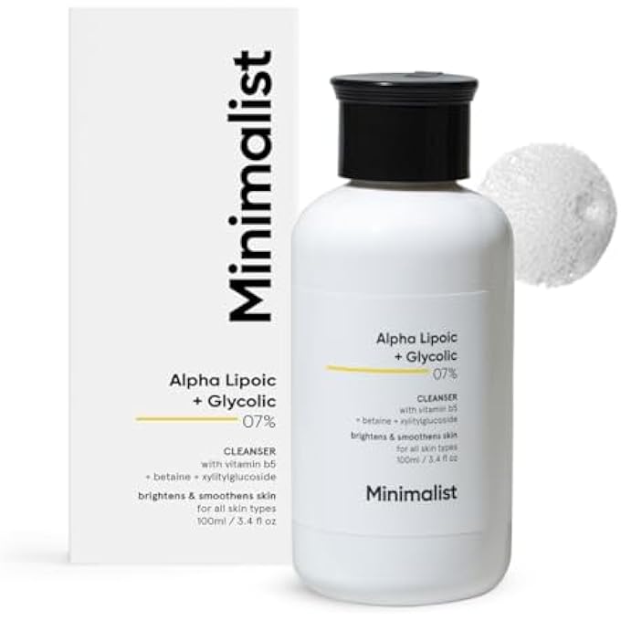 MINIMALIST 7% ALA & AHA BRIGHTENING FACE WASH WITH VITAMIN B5 FOR HYDRATION, GLYCOLIC ACID FOR EXFOLIATION & ALPHA LIPOIC ACID FOR GLOWING SKIN - Image 1